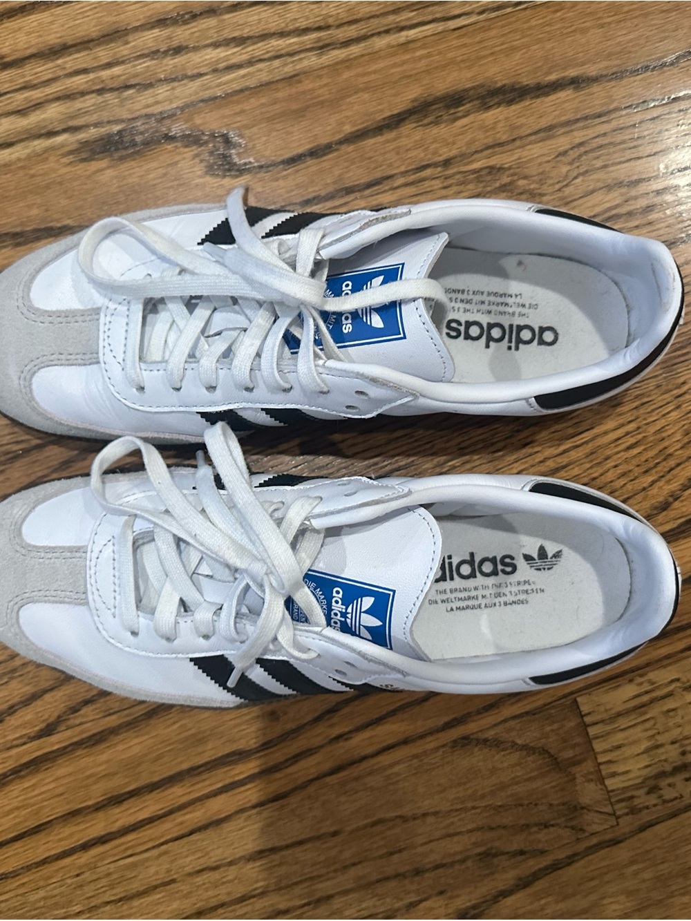 adidas Samba White and Black Leather Sneakers - Picture 5 of 6